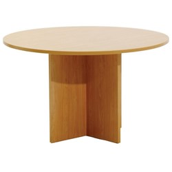 Meeting Table Round 900mm Crucifix Base Tawa