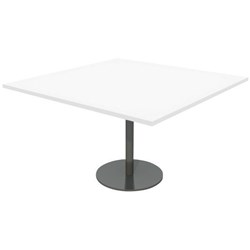 Meeting Table Square 900mm Chrome Disc Base Snowdrift White