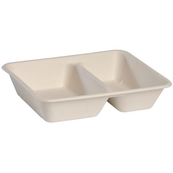 BioPak Takeaway Container 2 Compartment Natural, Carton of 500