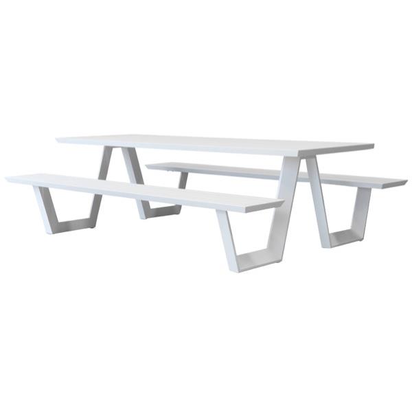 Tahoe Outdoor Table With Benches, Outdoor Table With Umbrella Hole Nz