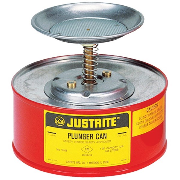 Justrite Safety Spill Plunger Can 1L Red OfficeMax NZ