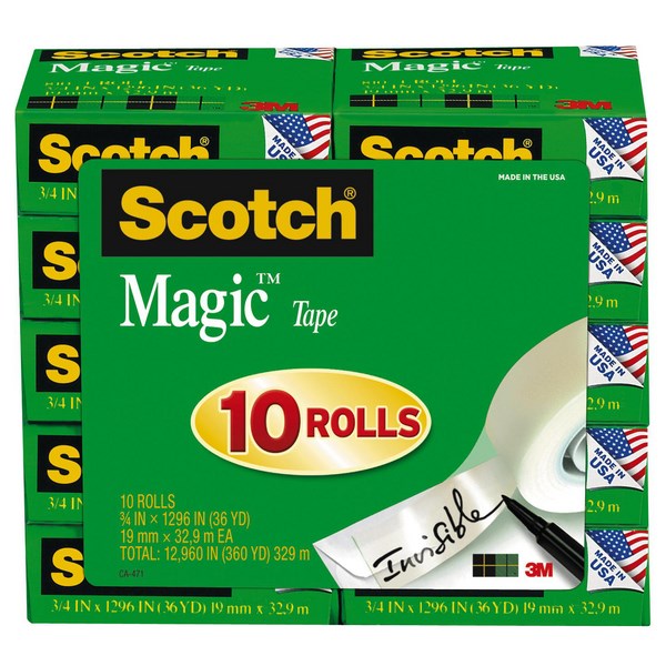 Scotch® Magic™ 810 Invisible Tape 19mm x 33m, Pack of 10