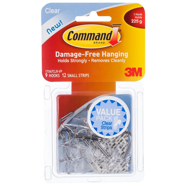 Command™ Adhesive Wire Hooks Small Clear, Pack of OfficeMax NZ