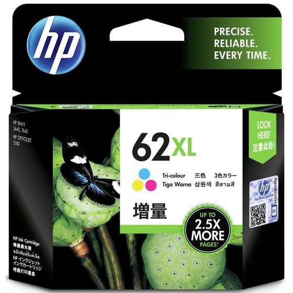 HP 62XL High Yield Tri-color Original Ink Cartridge - (C2P07AA