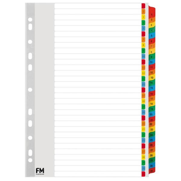 FM Index Dividers Tab 131 A4 Reinforced Cardboard Colour OfficeMax NZ