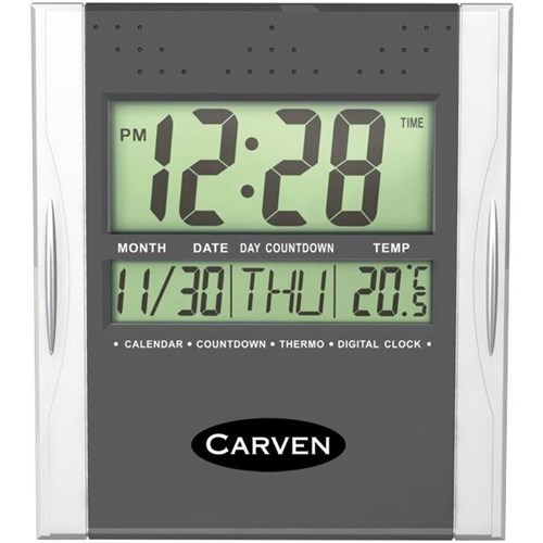 Carven Digital Wall Clock 215x250mm, Digital Wall Clock With Alarm