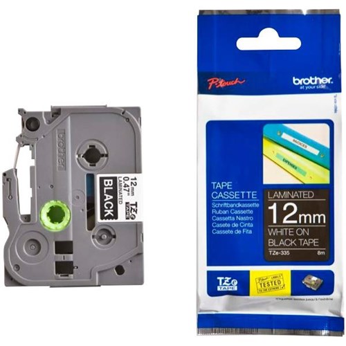 P-touch Label Tape Tze-335 Compatible Brother Pt-d210 12mm White on Black 2pk for sale online 