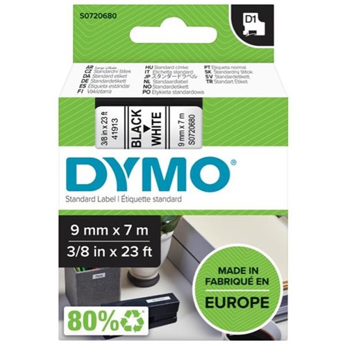 Dymo D1 Labelling Tape 40913 9mm Black 