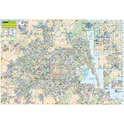 Kiwi Maps Christchurch Wall Map Laminated 1000 x 690mm OfficeMax NZ