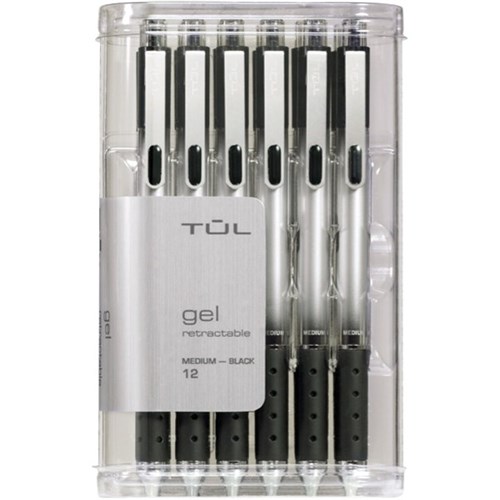 Tul Black Rollerball Pen Medium, Pack of 12 OfficeMax NZ