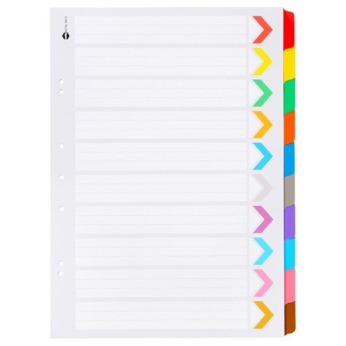 Marbig Index Dividers 10 Tab Portrait A3 Plastic Coloured | OfficeMax NZ