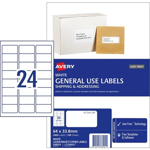 Avery General Use Labels L7159 24 Per Sheet | OfficeMax NZ