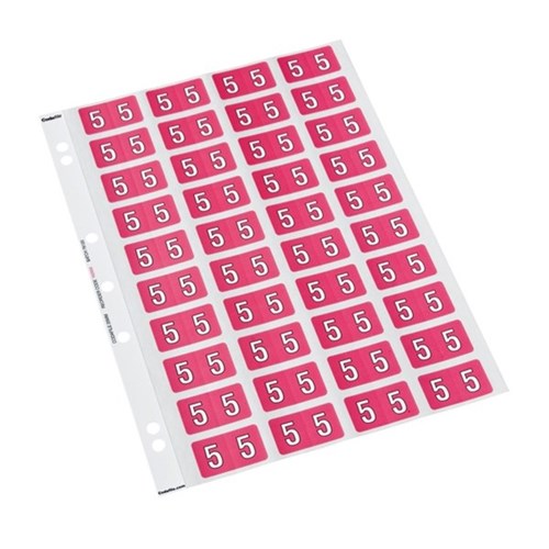Codafile Numbers 5 Labels 162505 25mm Pink, Sheet of 40 OfficeMax NZ