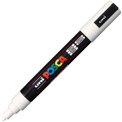 uni Posca White Paint Marker Pen Bullet Medium PC5MWH OfficeMax NZ