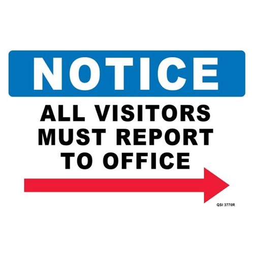 Protect Your Business  Made in The USA Vinyl Label Decal OSHA Notice Signs Work Site Notice All Visitors Must Report to Main Office 