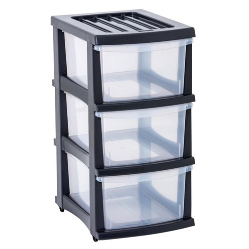 Taurus Drawers Taurus Storage Drawer 3 Drawer Grey | OfficeMax NZ