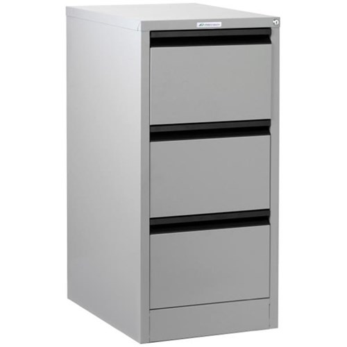 precision filing cabinet 3 drawer vertical silver grey | officemax nz