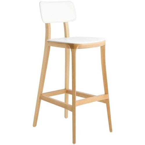 Polka Bar Stool White Timber Officemax Nz, Wooden Bar Stools With Backs Nz
