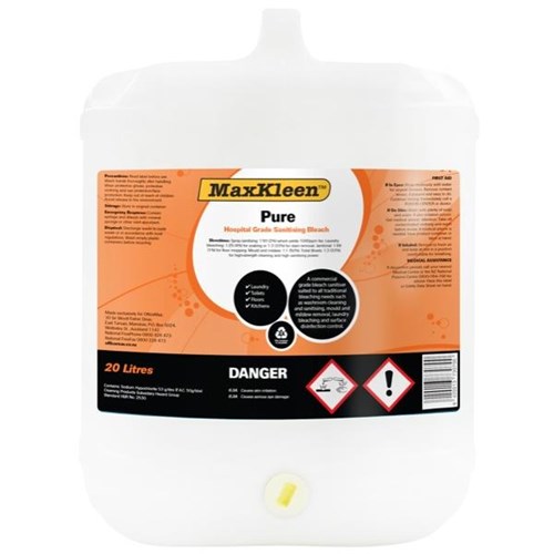 MaxKleen Pure Hospital Grade Bleach Cleaner 20 Litre OfficeMax NZ