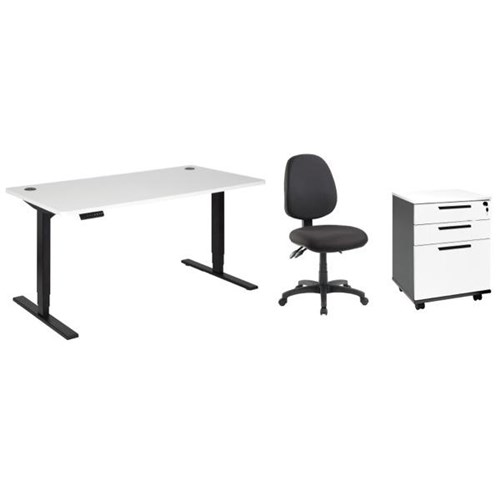 Amplify Electric Desk Mobile With Chair 1800mm White Ironstone