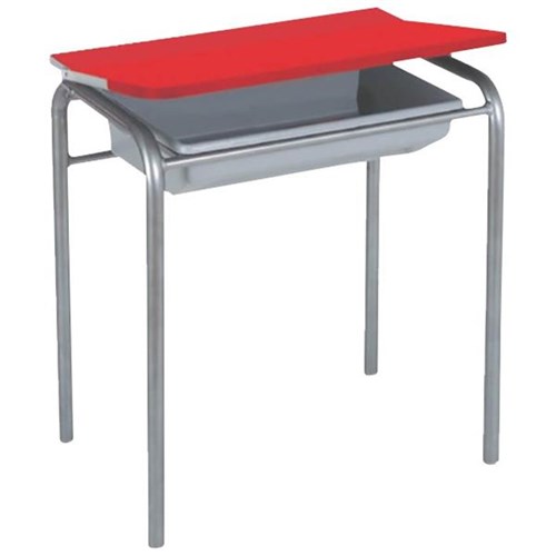Sitrite Multi Lift Lid Desk With Tote Tray 685mm Red Grey