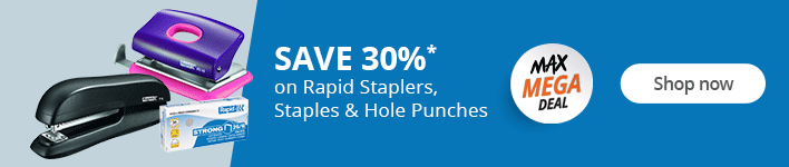 Save 30%* on Rapid Staplers, Staples and Hole Punches. Shop now