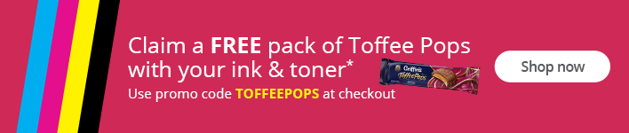Claim a FREE pack of Toffee pops with your ink & toner*. Use promo code TOFFEEPOPS at checkout. Shop now