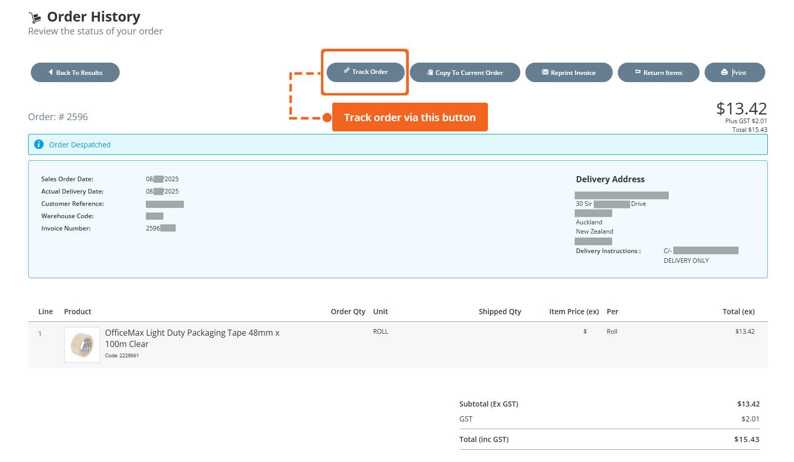 Order tracking links