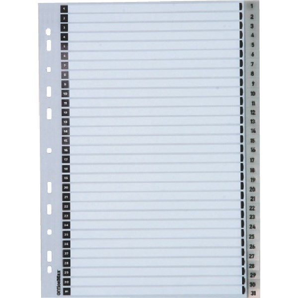 OfficeMax Index Dividers 31 Tab 131 A4 Polypropylene Grey OfficeMax NZ
