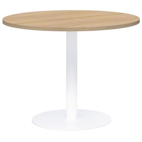 Accent Classic Round Meeting Table 900DIA, Classic Oak Top with White