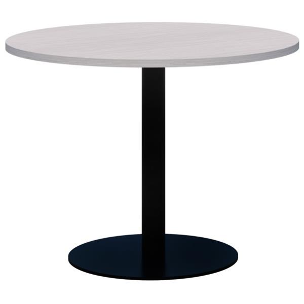 Accent Classic Round Meeting Table 900DIA, Silver Strata Top with Black