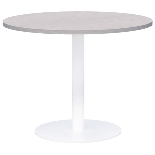 Accent Classic Round Meeting Table 900DIA, Silver Strata Top with White