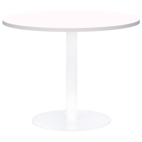 Accent Classic Round Meeting Table 900DIA, Snow Velvet Top with White