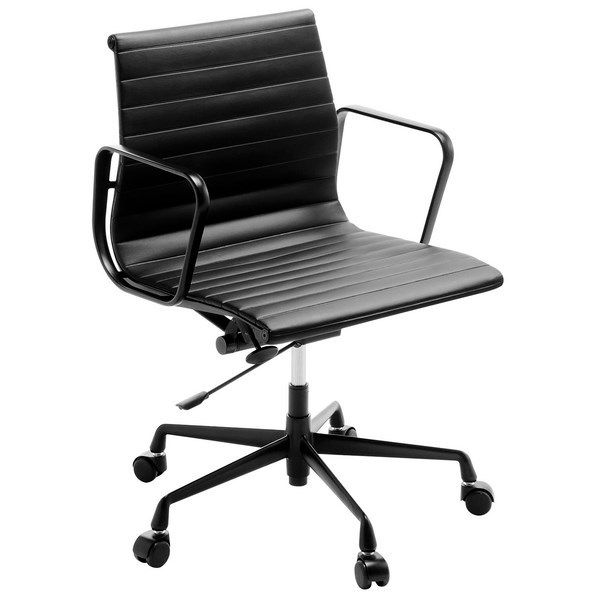 Eames Replica Executive Chair Mid Back With Arms Black Leather/Black