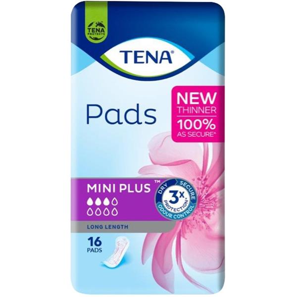 TENA Incontinence Pads Mini Plus Long Length, Pack of 16 OfficeMax NZ