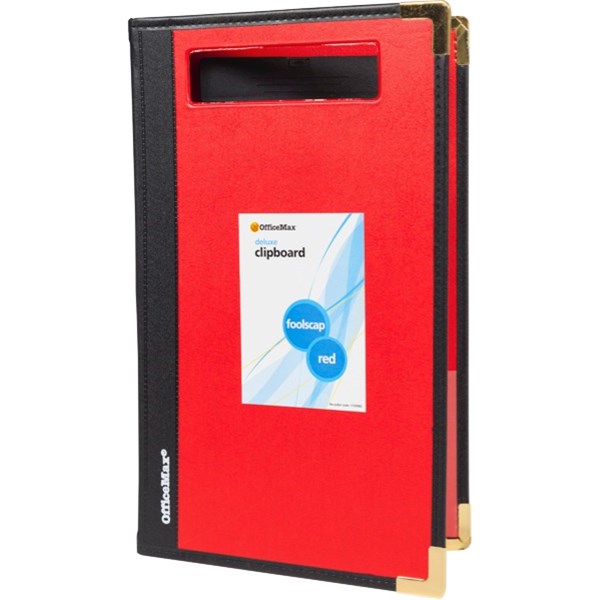 OfficeMax PVC Clipboard Deluxe Foolscap Red OfficeMax NZ
