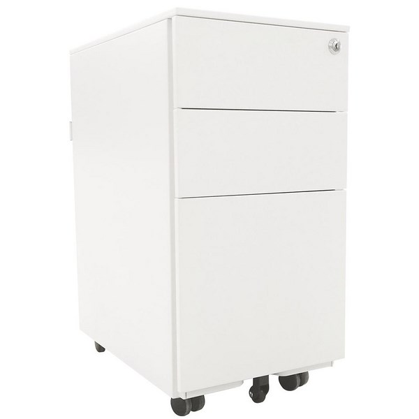 Emerge Mobile Slim 3 Drawer White OfficeMax NZ