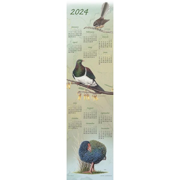 Easy2C Wall Calendar Bird Scroll Art 2024 OfficeMax NZ