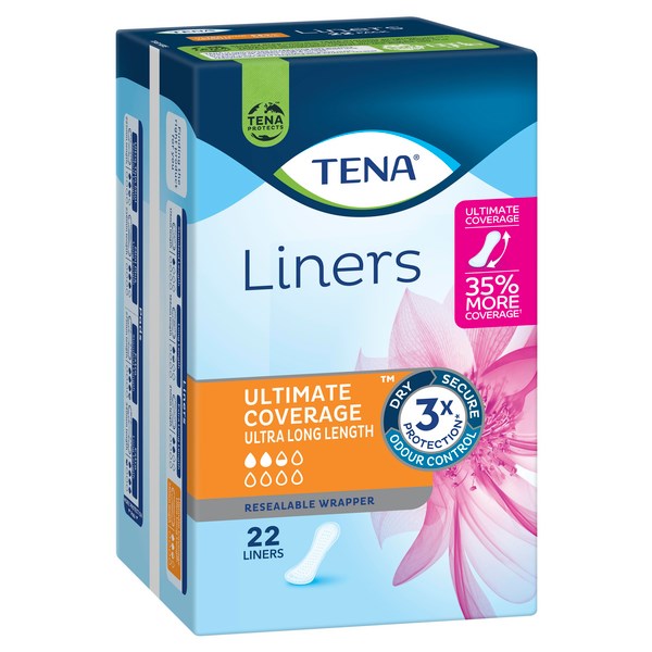 TENA Ultimate Coverage Incontinence Liners Ultra Long Length, Pack of