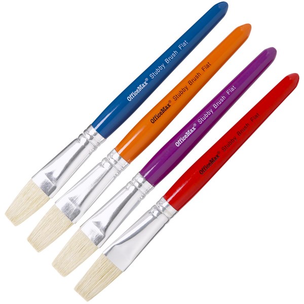 BRUSH PAINT OFFICEMAX STUBBY FLAT 18MM PK/4 OfficeMax NZ