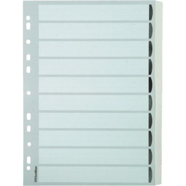 OfficeMax Index Dividers 10 Tab Reinforced A4 Cardboard White