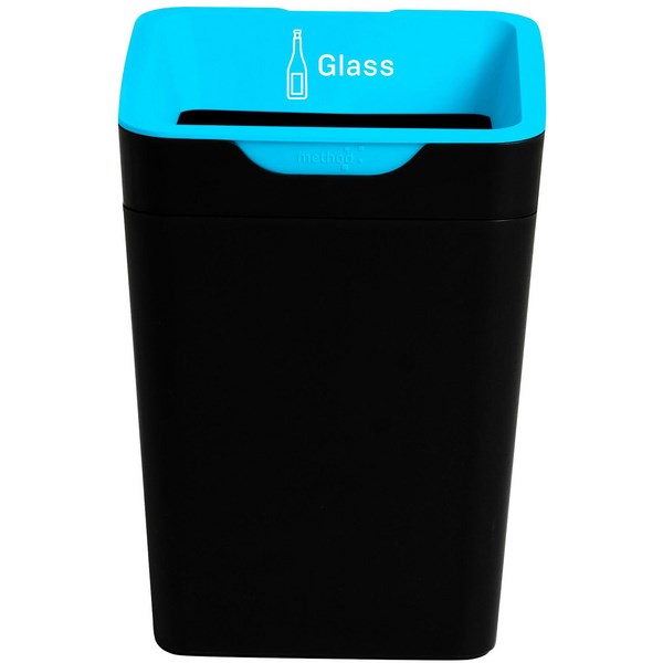 Method 20L Blue Glass Recycling Bin With Open Lid OfficeMax NZ