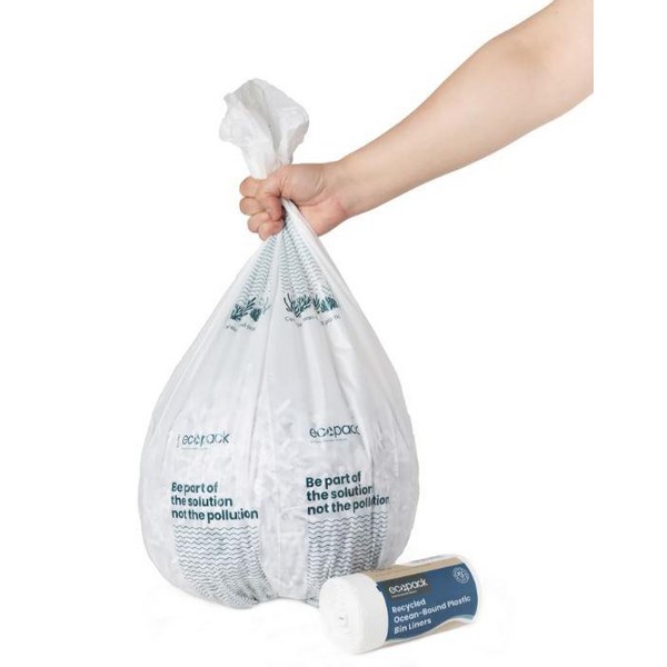 Ecopack Ocean Bound Plastic Recycled Bin Liners 36L Carton of 3 Rolls