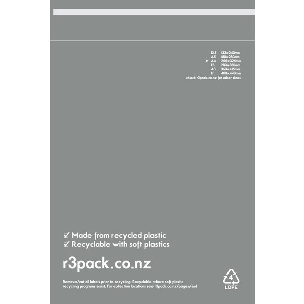 R3 Recycled Courier Bags A4 255x325mm, Pack of 100 OfficeMax NZ