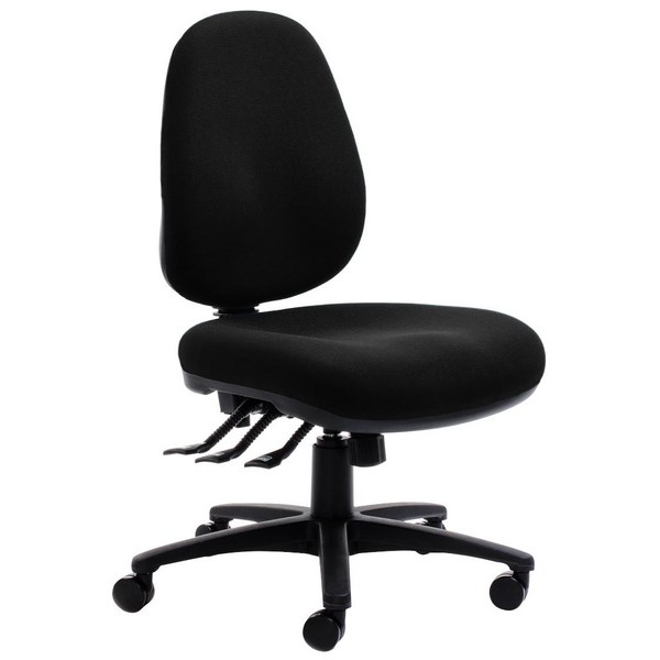 Charlie Medio Task Chair 3 Lever Extra Wide Seat Black Fabric
