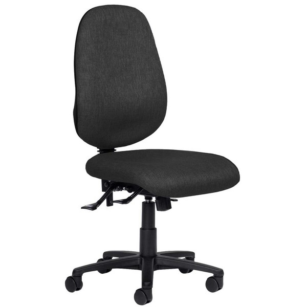 Charlie Alto Task Chair 3 Lever Long Seat Black Fabric OfficeMax NZ