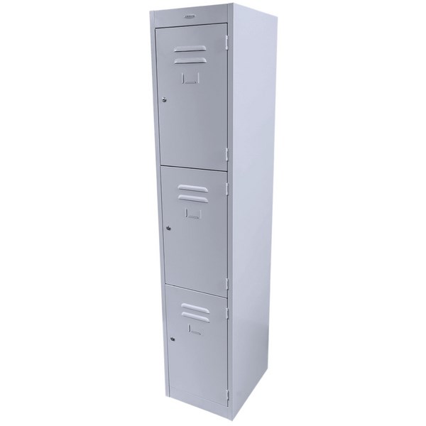 Steelco 3 Door Keylock Locker 305x1830mm Silver Grey OfficeMax NZ