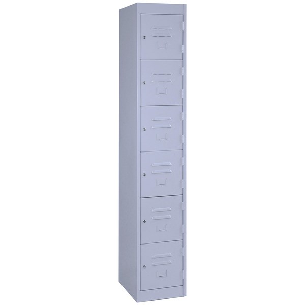 Steelco 6 Door Keylock Locker 305x1830mm Silver Grey OfficeMax NZ