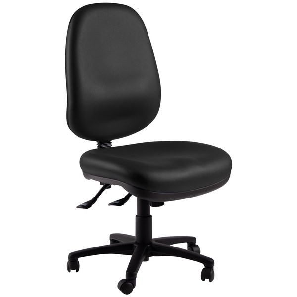 Charlie Extra HighBack Task Chair 3 Lever Extra Wide Seat Black Vinyl