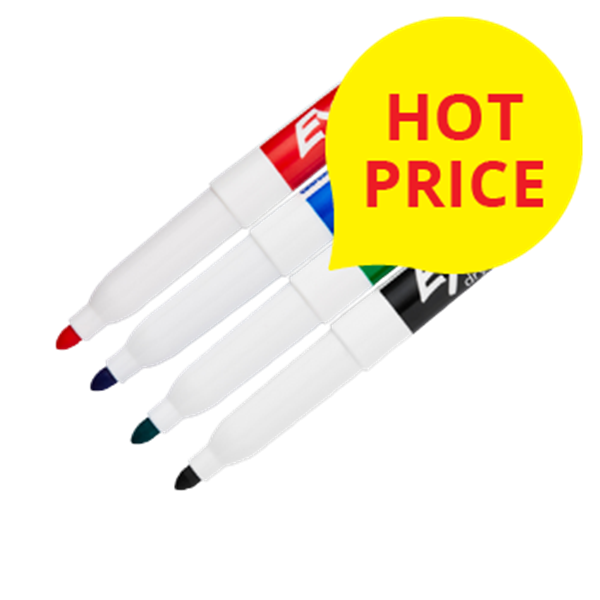 Sharpie/Expo Assorted Colours Whiteboard Markers Fine Tip, Pack of 4 OfficeMax NZ